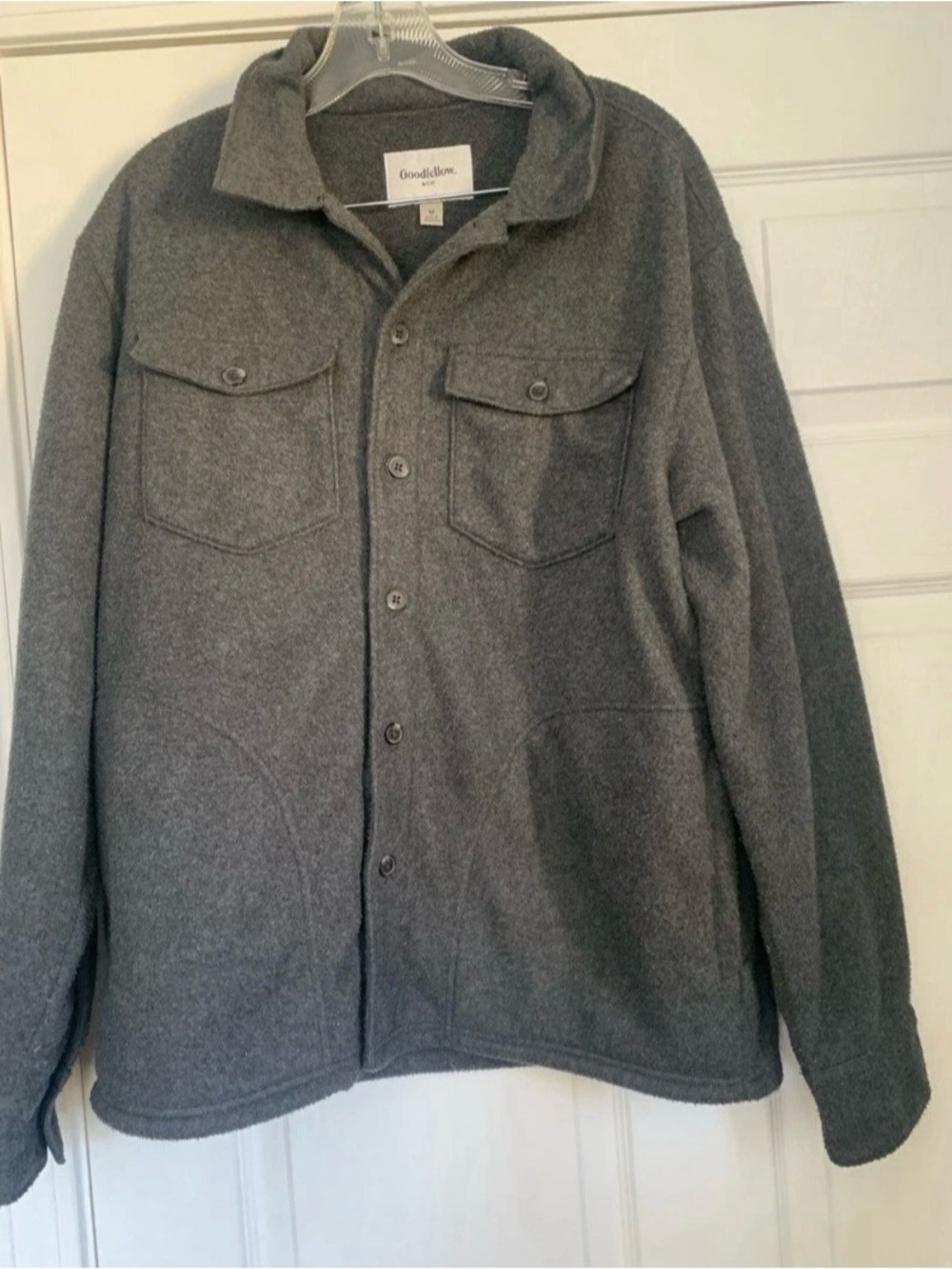 Goodfellow & Co Gray Fleece Shirt Jacket Men’s Medium Button Front